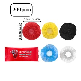 Disposable Microphone Covers Non-Woven Handheld Microphone Karaoke Windscreen Protective Cap Mic Hygiene Covers for KTV Karaoke Recording Room Stage Performance (5 Colours, 200 PCS)