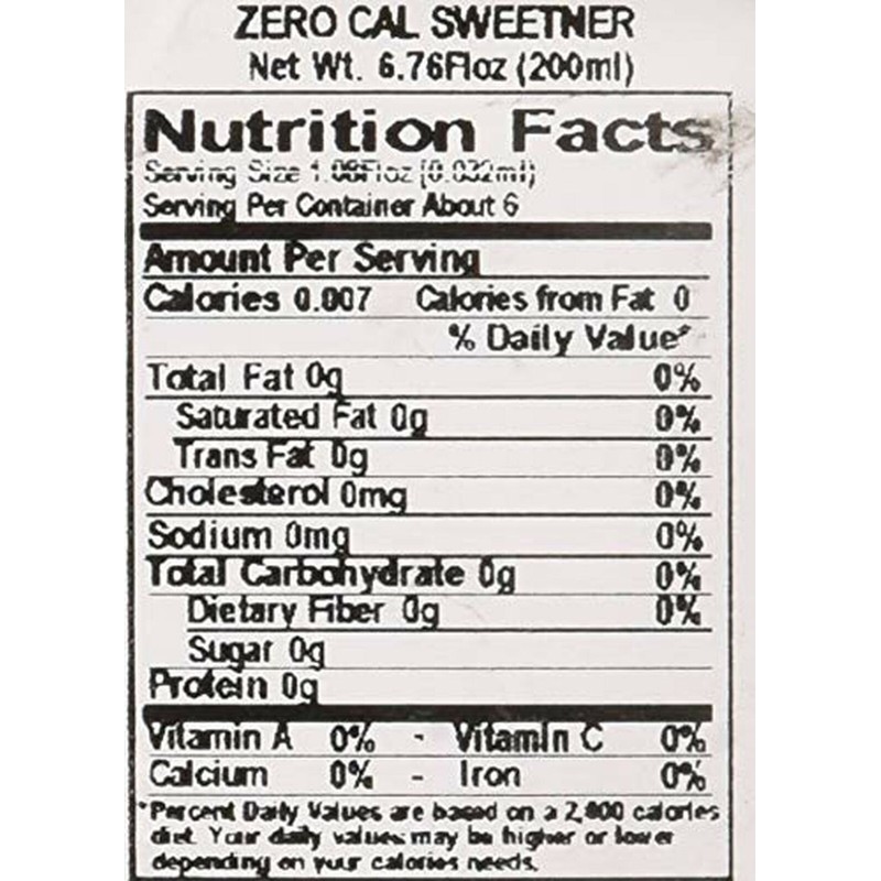 Zero Cal Sweetener Drops 6.6oz - Zero Cal Liquido 200ml