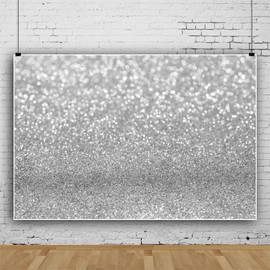 MIRRORANG 3 x 2 m Silver Glitter Photo Background Gradient Colour Non-Sequins Modern Abstract Photography Background Wedding Birthday Party Baby Shower Banner Photo Studio Props