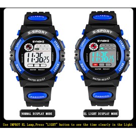 Kids Sport Outdoor Digital Multifunction Watches Alarm Back Light Stopwatch Waterproof Kids Watches (Red)