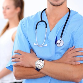 IBSO Nurse Watch for Nurse Medical Professionals Men Women Easy to Read Dial Wristwatches Silicone Band Second Hand Watches (102 WE BK)