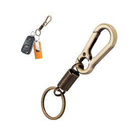 SHMZK Retro Carabiner Shape Keychain, Metal Spring Keyring Holder Organizer Clips, Simple Alloy Car Key Rings for Men Women (Bronze)