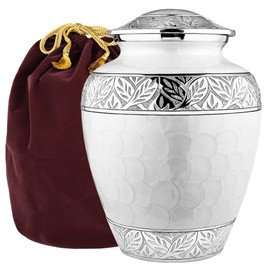 Trupoint Memorials Extra Large Urn for Ashes Adult Male or Female Up to 330 lbs – Cremation Urns for Human Ashes, Funeral Memorial Urns for Men & Women – Pearl
