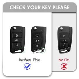 WORCAS Flip Key Fob Case Compatible with VW Golf 7 Mk7 Polo Jetta4 Touran T-ROC Tiguan Seat Leon 3 Ibiza4 5 Toledo4 Arona Ateca Skoda Rapid(Gold-White)