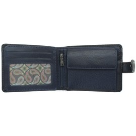 Visconti Atelier Collection Henry Leather Wallet RFID and Tap n Go AT72, Blue-burnished, Modern