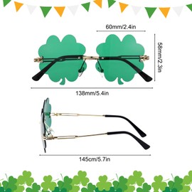 3 Pairs of St Patricks Day Glasses, St Patrick's Day Sunglasses, Funny Glasses, Irish Sunglasses with Four-Leafed Sunglasses, Leprechaun Costume Glasses, Metal Frame, Women, Men, Party