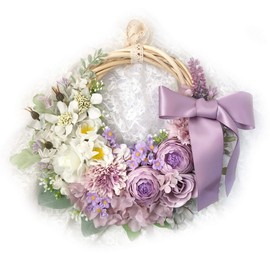 Lulu's Lulu's-1683 Lavender Natural Half Moon Wreath, Artificial Flower, Natural Wreath, Size: Approx. 11.0 x 2.8 inches (28 x 7 cm), Lavender Natural Half Moon Wreath