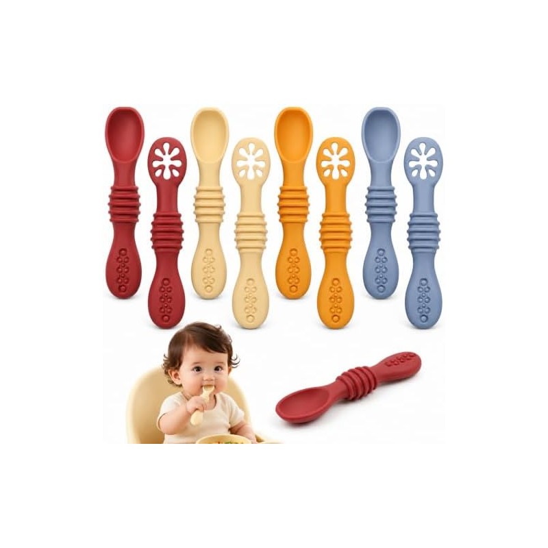 Juego de Cucharas para Bebé 8pcs, Ideales para Entrenar Alimentación