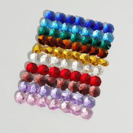 LONGWIN Lot 100pcs 1 Hole Multicolor Color Glass Octagon Beads, Crystal Prism Suncatcher Beads Chandelier Parts Replacement Beads DIY Lamp Hanging Pendant