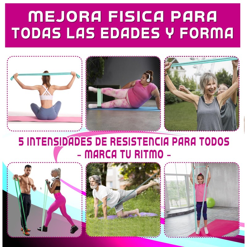 5 Elastic Bands for Hip and Long for More Exercises