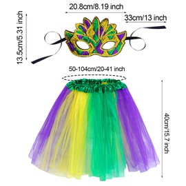 Rthjsfj 6 Pack Mardi Gras Costume Accessories Tutu Skirt Feather Headband Mask and Beads Necklaces for Carnival Parade Celebration Party