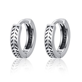 TANGPOET Hoop Earrings 925 Sterling Silver Leaf Small Sleeper Earrings White Gold Huggie Earring Valentines Day Jewelry Gifts for Men Women Boys Girls