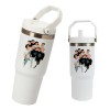 Termo Alto Acero Inoxidable Bts Integrantes Kpop 900 Ml Blanco