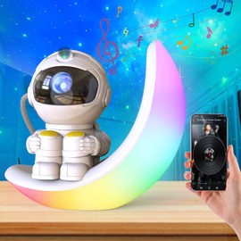 Astronaut Star Hemel Projector Children, 8 Modes, 360° Rotatie, Muzie Star Hemel LED Projector for Children, Night Lampje Met, Starry Sky Ceiling Projector with Timer, Room Decoration (White Music)