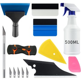 YXGOOD 9 Pcs Vehicle Car Window Tint Application Tools Kit Glass Protective Film Installing Tool Car Window Film Squeegee Auto Vinyl Wrap Installation Kit for Vinyl (9)