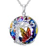 TOUPOP Butterfly Necklace 925 Sterling Silver Crystal Pendant Tree of