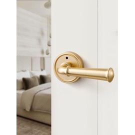MRML Brushed Gold Privacy Door Handle, Interior Bedroom Bathroom Privacy Gold Door Lever, Aluminium Alloy Handle Lever, 1 Pack