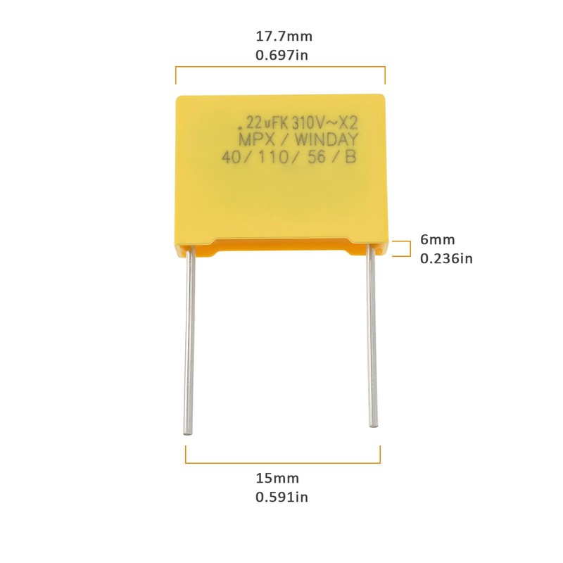Micro Traders 10Pcs 2Pin 0.22uF Planar Motor Repair Capacitor 310V