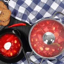 Glass lid with stainless steel ring.