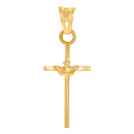 JewelryWeb 14k Yellow Gold Unisex Dove Cross Religious Charm Pendant Necklace 28.4x11.2mm Wide-Pendant for Women