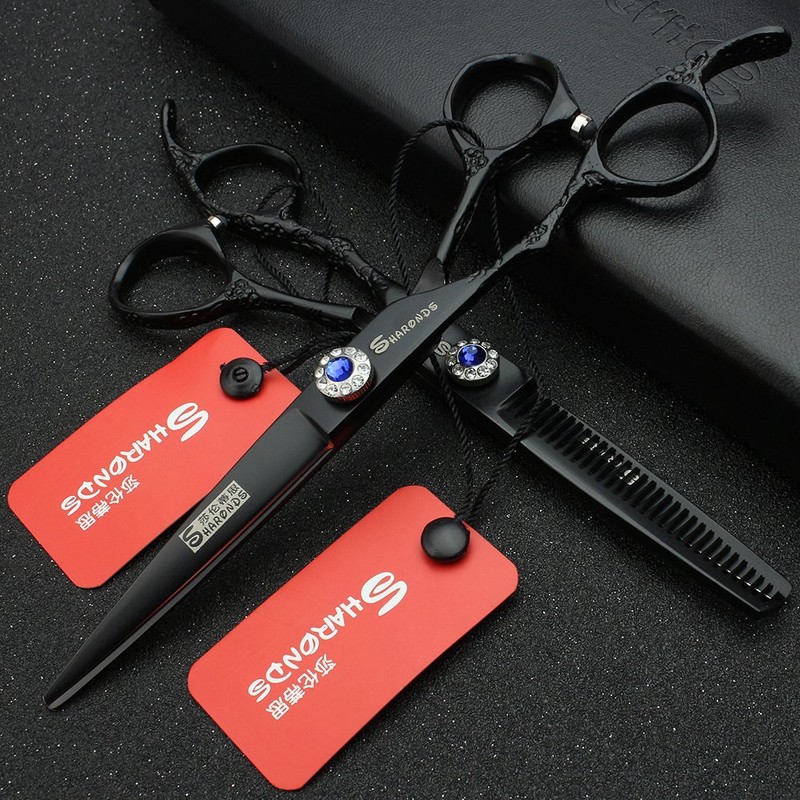 6 Inch Professional Left Hand Hair Scissors Dress Exquisite Patterned Hair