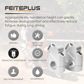 7/8" Universal Handlebar Bar Risers Motorcycle Bar Clamps 7/8" Bar For Motorbike Pit Dirt Bikes Handle Bars Riser Height 38mm (1.5 "), 18mm (0.71") Backward or Forward Chrome