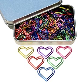 Heart Paper Clips, 100PCS Cute Love Heart Bookmark Clips, Gold Love Heart Shaped Paper Clips, Valentine's Day (Color)