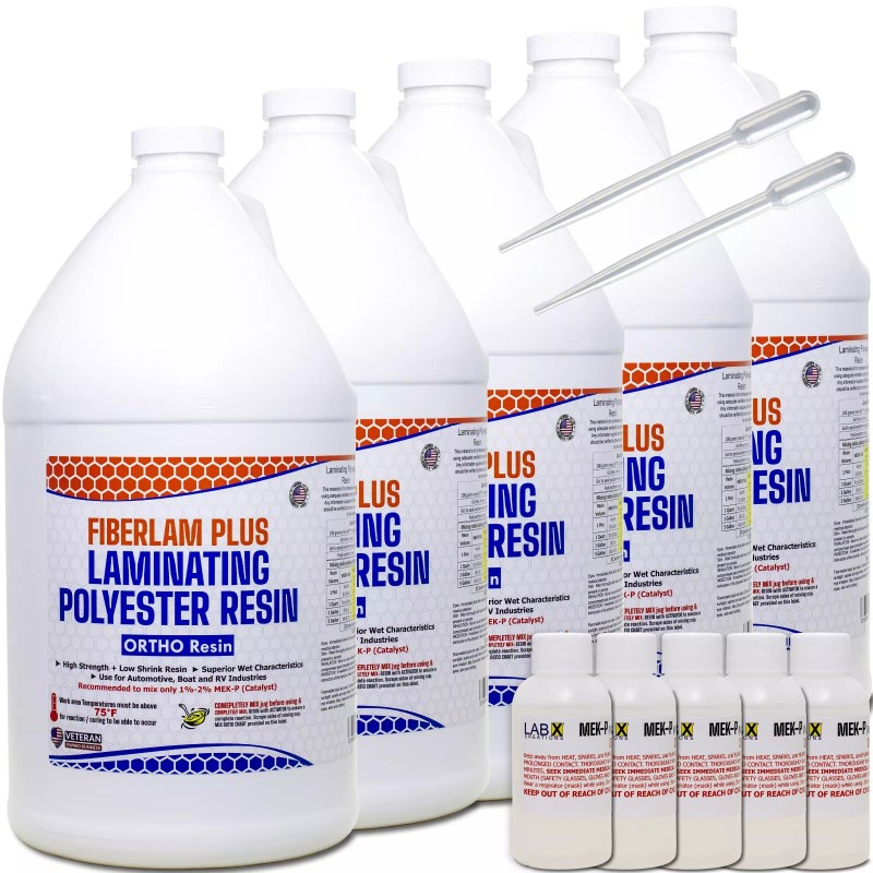 Lab X Creations FIBERLAM PLUS 1 Gallon POLYESTER RESIN +MEKP