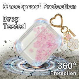 Foweroty Cute Floral Clear Case Compatible with AirPods Pro 3rd Generation, Shockproof Hard Transparent Cover with Wrist Strap Bracelet, Slim Protective Case for AirPods Pro 3 (Frivolou Flower Design)