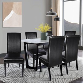 SearchI - Juego de 4 Fundas Impermeables de Piel sintética para sillas de Comedor, Resistentes al Aceite, extraíbles y Lavables, Protectores de sillas de Cocina para Comedor (Negro)