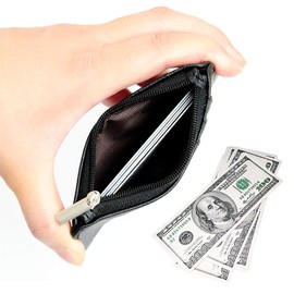 Badge Holder with Zipper, Life-Mate PU Leather ID Badge Card Holder Wallet Case with 5 Card Slots Zipper Pocket 19" Polyester Neck Lanyard Heavy Duty Metal Retractable Badge Reel (Blue)