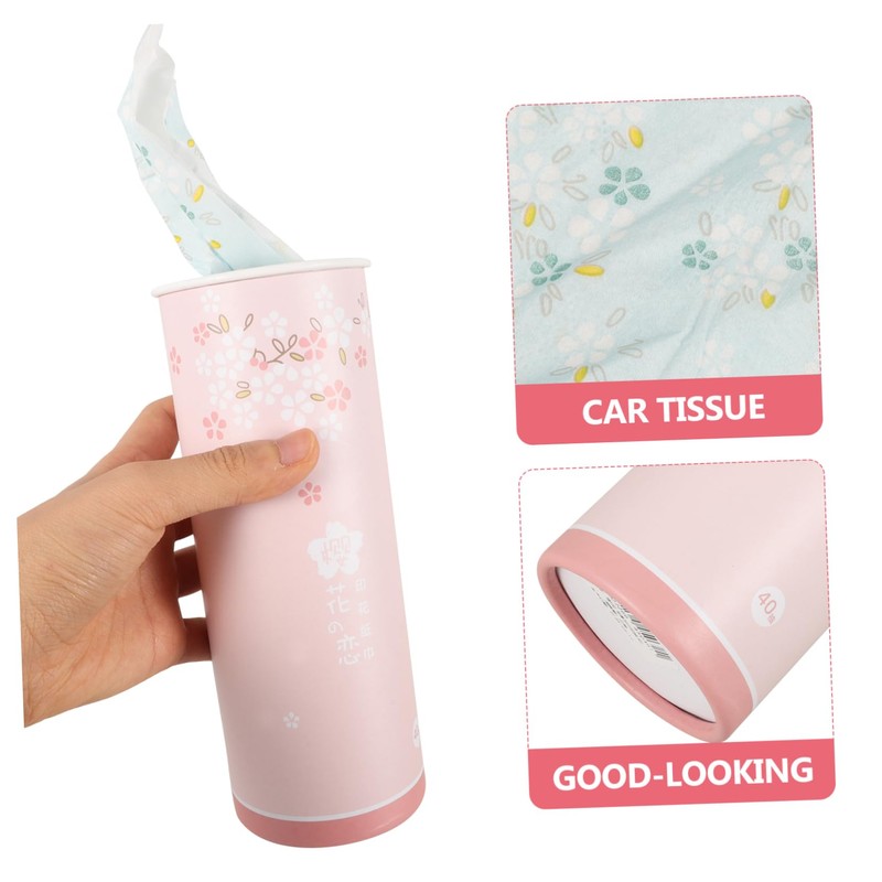COLLBATH 3pcs Cylinder Tissue Box Round Tissues Container for Car