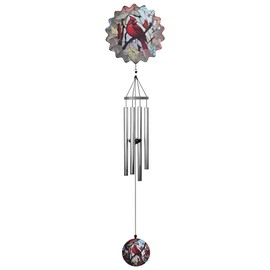 ICE ARMOR 40" Long Red Cardinal Ripple Illusion Wind Chime Statue Sculpture Ornament Decoration Home/Room Decor Ideas for Housewarming, Holidays and Birthdays Great Collectible