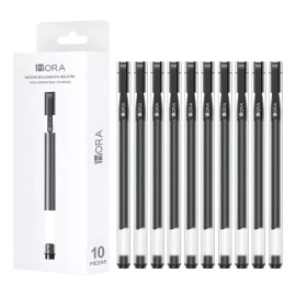 10 Piezas Bolígrafos De Tinta Negra 1Hora Pluma Punta De 0.5mm Boligrafo Punto Fino De Tinta Para Estudiantes De Oficina