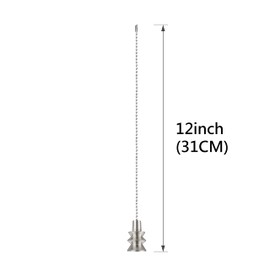 Aspen Creative Satin Nickel 20514-21, 12" Ceiling Fan Beaded Solid Steel Decorative Pull Chain Finish