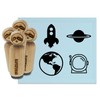 Astronaut Earth Planets Rocket Ship Space Rubber Stamp Set for