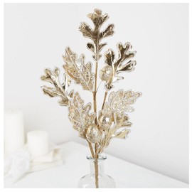 Factory Direct Craft Group of 2 Gold Metallic Artificial Oak Leaf and Acorns Sprays for Fall Arrangements and Holiday Displays - 29 Inches