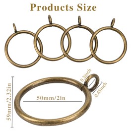 Businey 24 Pack Curtain Rings 50mm Bronze Metal Curtain Rings Brass Curtains Ring Internal Diameter Curtains Hoops Rod Ring with Eyelet for for Window, Door and Shower Hanging
