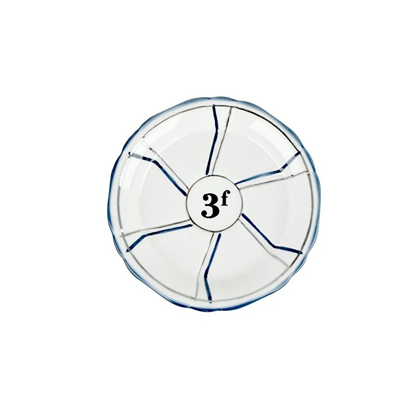 Porcelain French Absinthe Coaster/Saucer, 3f, Blue/Silver, with Lines