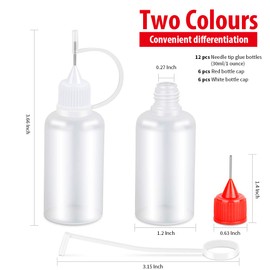 Bestsupplier 12 Pcs 30ml / 1 Ounce Empty Needle Tip Glue Bottle Applicator DIY Quilling Tool Precision Bottle (Random Color)