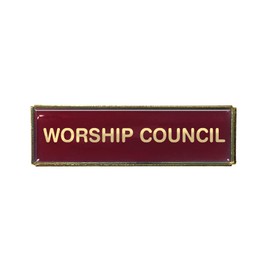 Capricornone Worship Council Gel Domed Burgundy Rectangle School Badge