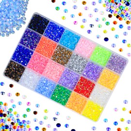 HNUIX Resin Rhinestones Bulk - 18000pcs 3D Multi Color, Round Flat Back Gems Rhinestones, with Kit and Glue, for Nail Art, DIY Decoration (3mm)