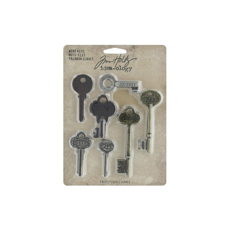Tim Holtz Idea-ology, 7 Llaves por Paquete, Varios tamaños, Acabados