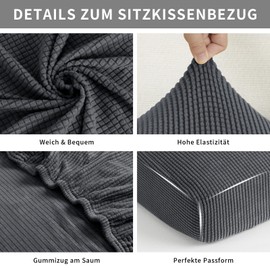 Easy-Going Stretch Sofa Couch Cover 3 Seater, 1 Piece Universal Non-Slip Sofa Seat Cushion Cover, Washable Jacquard Sofa Protection Dog Cat Child, Cuddly Kitchen Sofa Cover, Dark Grey