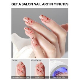 EBANKU Semi Cured Gel Nail Strips, 20PCS Clear Base Cherry UV Gel Nail Stickers Wraps for Summer Nail DIY Salon-Quality with Nail File, Stick- UV Light Required