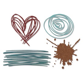 Sizzix Thinlits Die Set 660222, Scribbles & Splat by Tim Holtz, Pack of 4