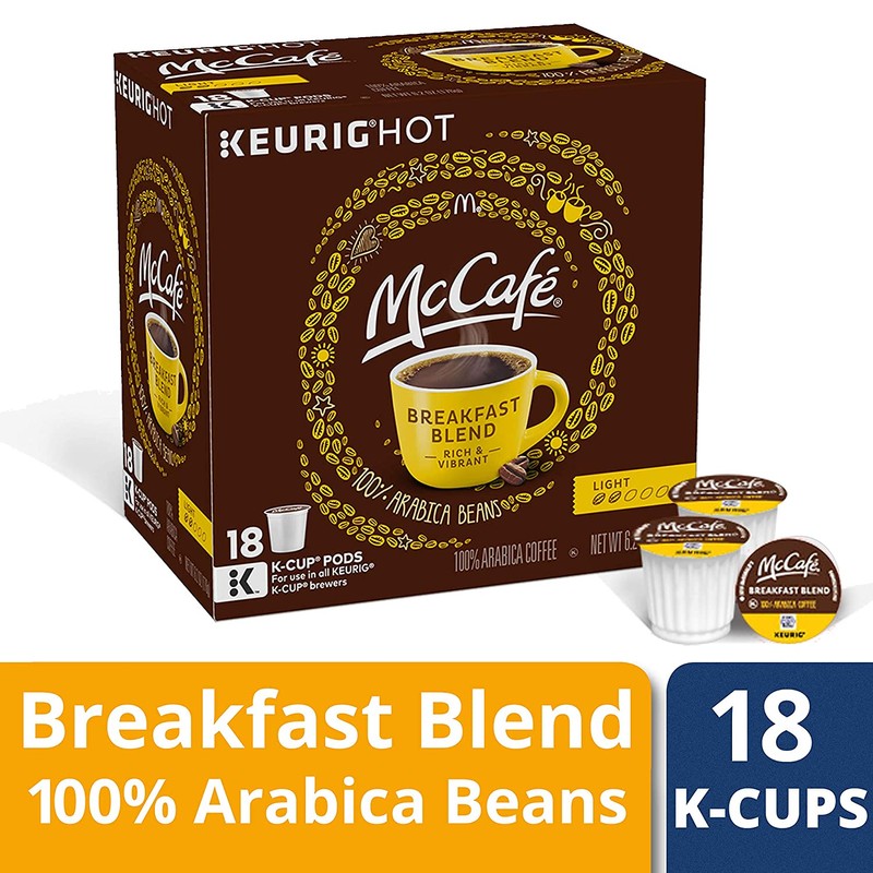 McCafe Breakfast Blend Keurig K Cup Coffee Pods (18 Count)