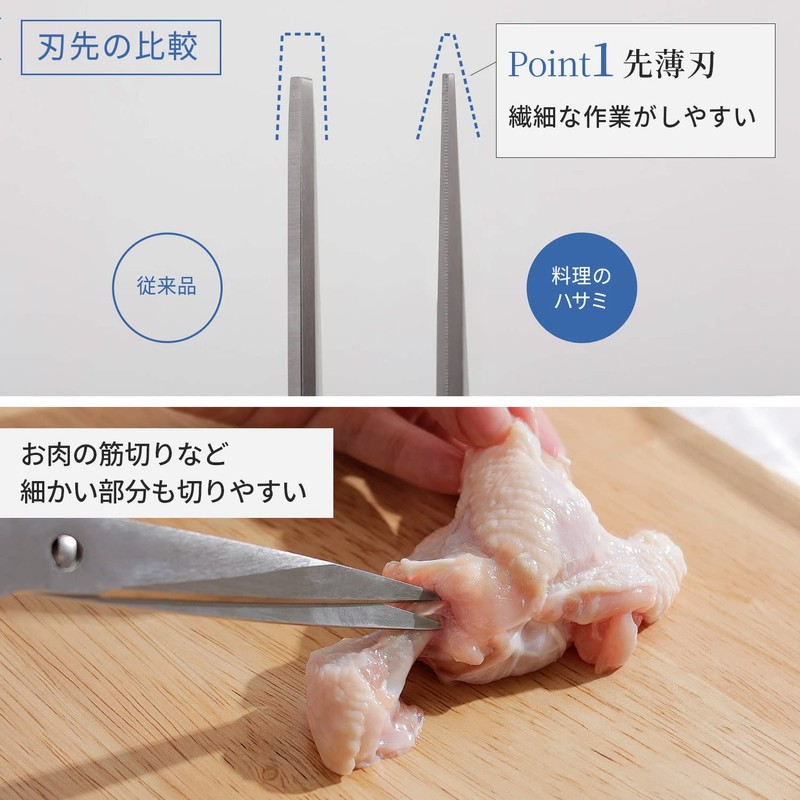 Marna JA083BK Cooking Scissors (jagged blade prevents slipping, break-apart and