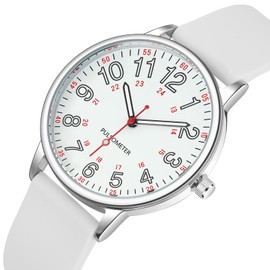 LAIMAI Women's Nurse Watch Easy to Read Quartz Women's Watch 24Hour Daily Waterproof Analog Wrist Watches Silicone Soft Strap(1234-WE-WE)