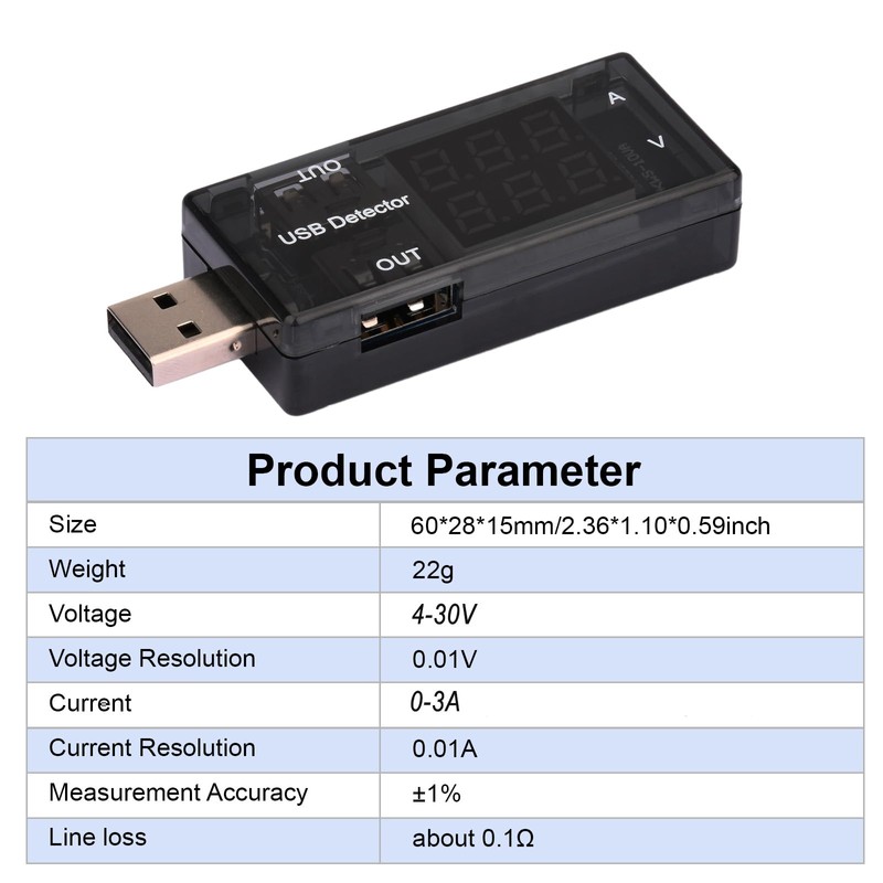 VOKTTA USB 3 Port Tester Voltage Tester Meter Voltmeter Current